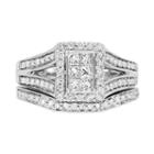 Princess-cut Diamond Frame Engagement Ring Set In 10k White Gold (1 Ct. T.w.), Women's, Size: 9