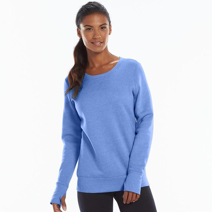 Women's Tek Gear® Fleece Crewneck Sweatshirt, Size: Medium, Blue (navy)