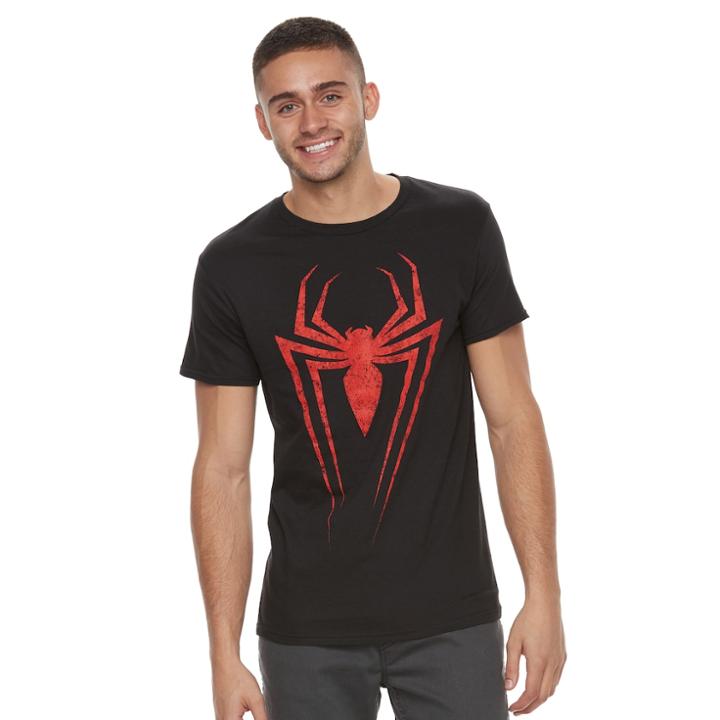 Men's Marvel Spider-man Logo Tee, Size: Medium, Black