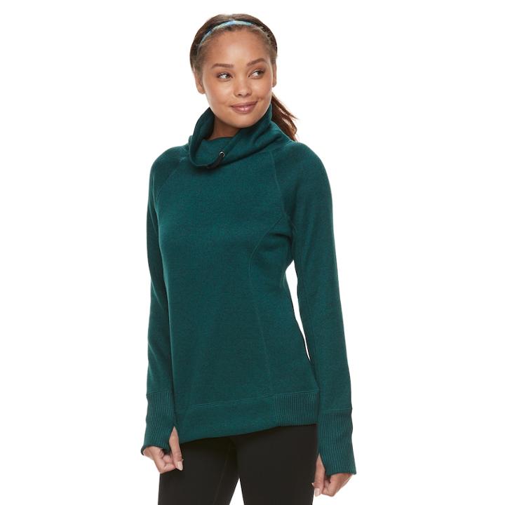 Petite Tek Gear Fleece Funnel Neck Pullover Top, Women's, Size: M Petite, Dark Blue