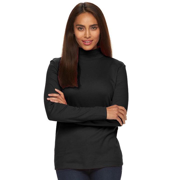 Women's Croft & Barrow&reg; Essential Mockneck Top, Size: Xl, Black