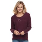 Juniors' It's Our Time Lace-up Sweater, Teens, Size: Small, Drk Purple