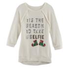 Girls 7-16 Miss Chievous Christmas 3/4-sleeve Sequin Hatchi Tunic, Size: Large, White Oth