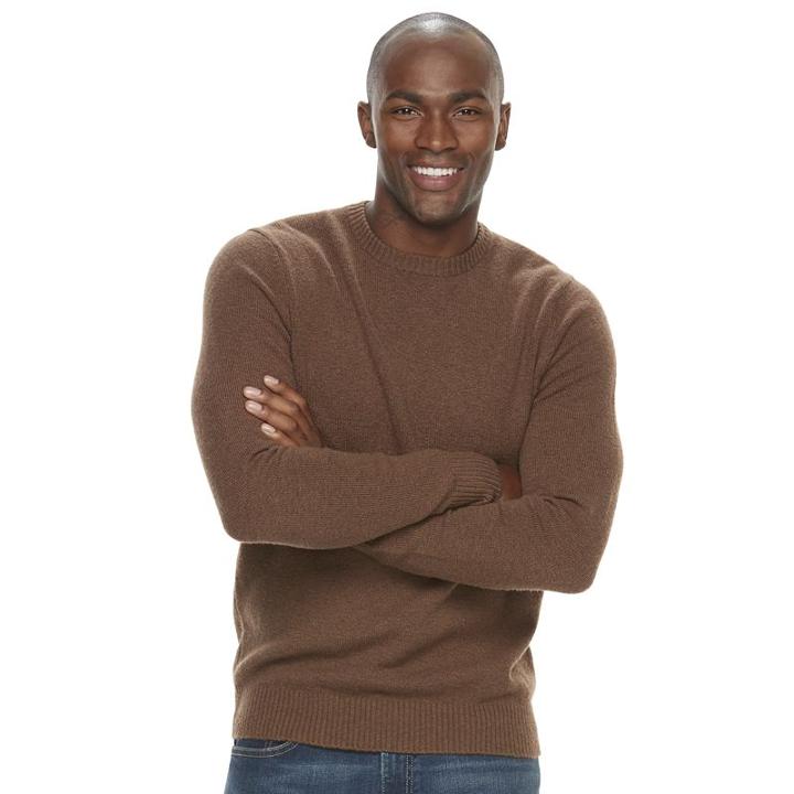 Men's Croft & Barrow&reg; Classic-fit Stretch Crewneck Sweater, Size: Large, Med Brown