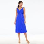 Women's Chaps Surplice Empire Evening Dress, Size: 12, Blue
