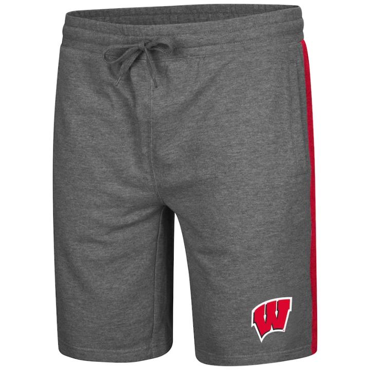 Men's Colosseum Wisconsin Badgers Sledge Ii Terry Shorts, Size: Xl, Black