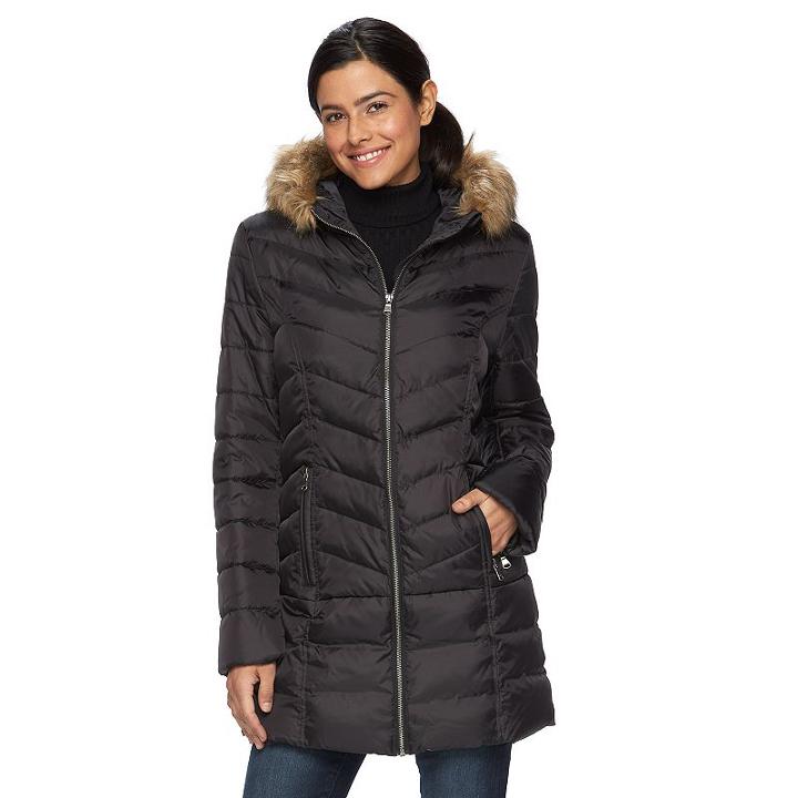 Women's Hemisphere Hooded Down Puffer Parka, Size: Large, Black