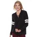 Juniors' Pink Republic Lace-up Long Sleeve Hoodie, Teens, Size: Large, Oxford