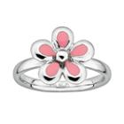 Stacks And Stones Sterling Silver Pink Enamel Flower Stack Ring, Women's, Size: 7