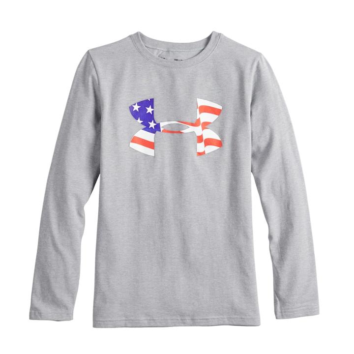 Boys 8-20 Under Armour Flag Logo Tee, Size: Large, Med Grey