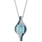 Sterling Silver Blue Topaz & Diamond Accent Pendant Necklace, Women's, Size: 18