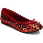 Glitter Star Flat Costume Shoes - Adult, Size: 8, Red