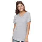 Juniors' Awake Crisscross V-neck Tee, Girl's, Size: Xl, Med Grey