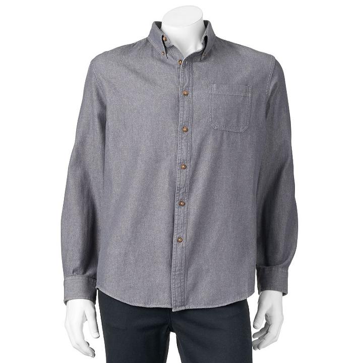 Big & Tall Croft & Barrow® Classic-fit Woven Button-down Shirt, Men's, Size: Xxl Tall, Grey