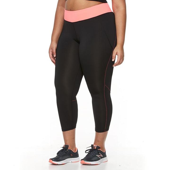 Plus Size Tek Gear&reg; Colorblock Crop Leggings, Women's, Size: 3xl, Black