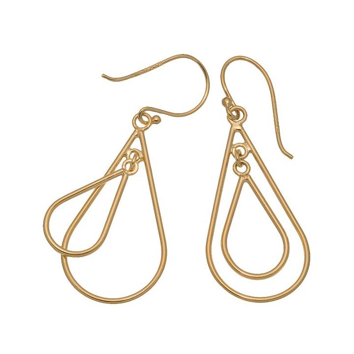 24k Gold-over-silver Double Teardrop Earrings, Women's, Yellow