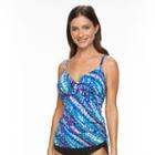 Women's Trimshaper Tummy Slimmer Knot-front Tankini Top, Size: 16, Med Purple
