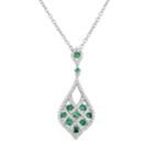 Lab-created Green Spinel & Cubic Zirconia Sterling Silver Openwork Teardrop Pendant Necklace, Women's, Size: 18