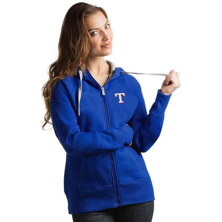 Women's Antigua Texas Rangers Victory Full-zip Hoodie, Size: Xl, Blue