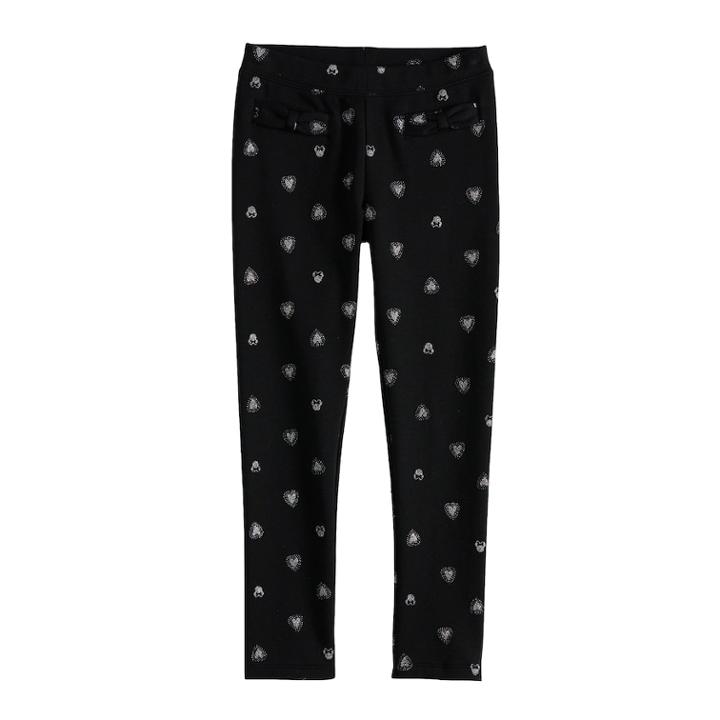 Disney's Minnie Mouse Girls 4-7 Glittery Heart Leggings By Jumping Beans&reg;, Size: 6, Black