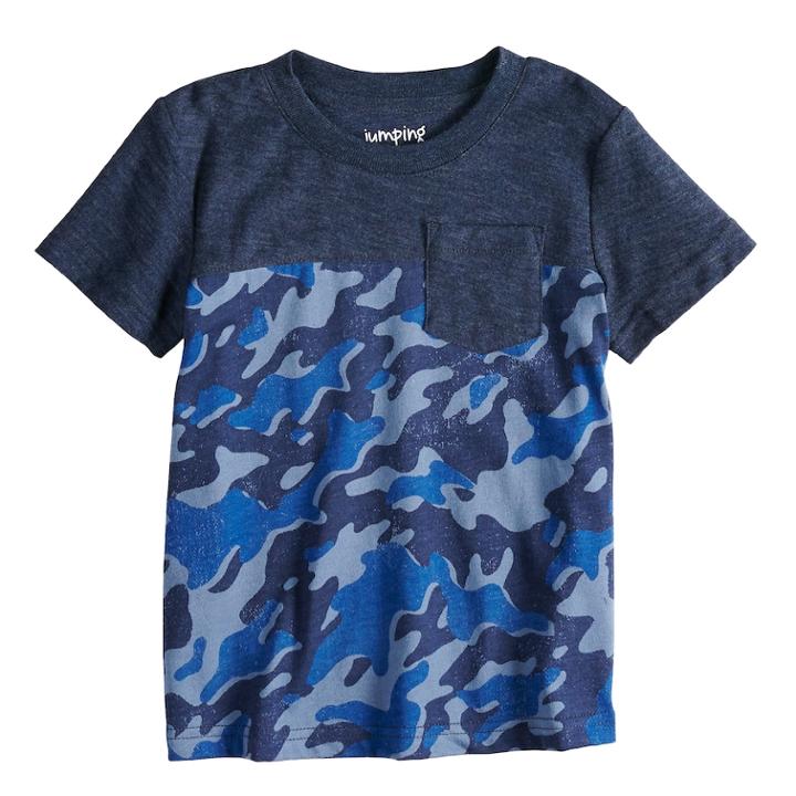 Baby Boy Jumping Beans&reg; Camouflaged Pocket Tee, Size: 12 Months, Dark Blue
