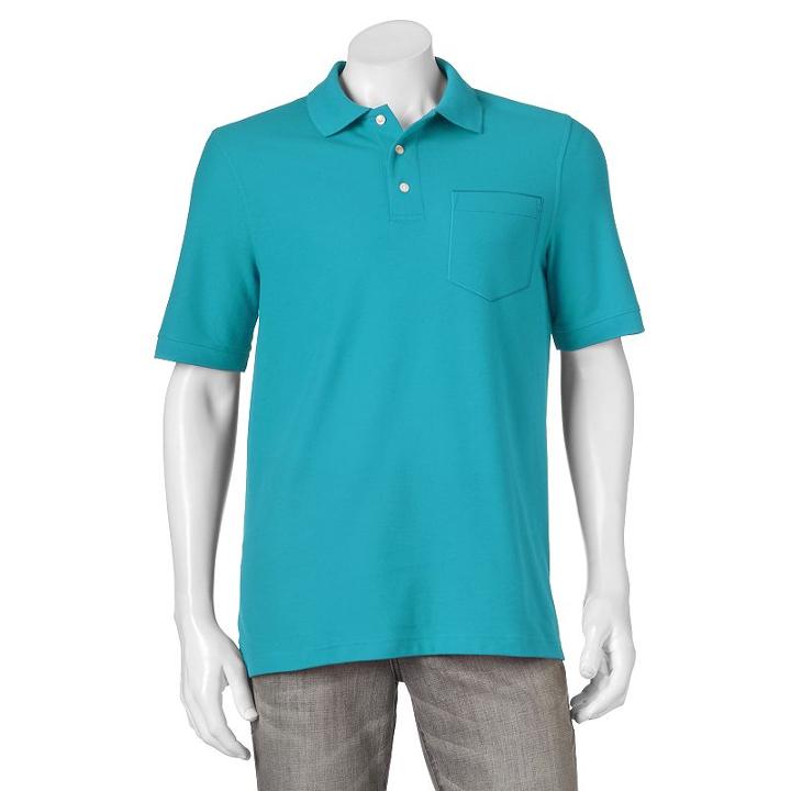 Men's Croft & Barrow&reg; Performance Pocket Pique Polo, Size: Large, Blue (navy)