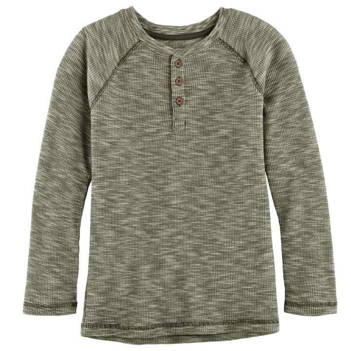 Boys 4-7x Sonoma Goods For Life&trade; Raglan Thermal Henley, Size: 5, Dark Green