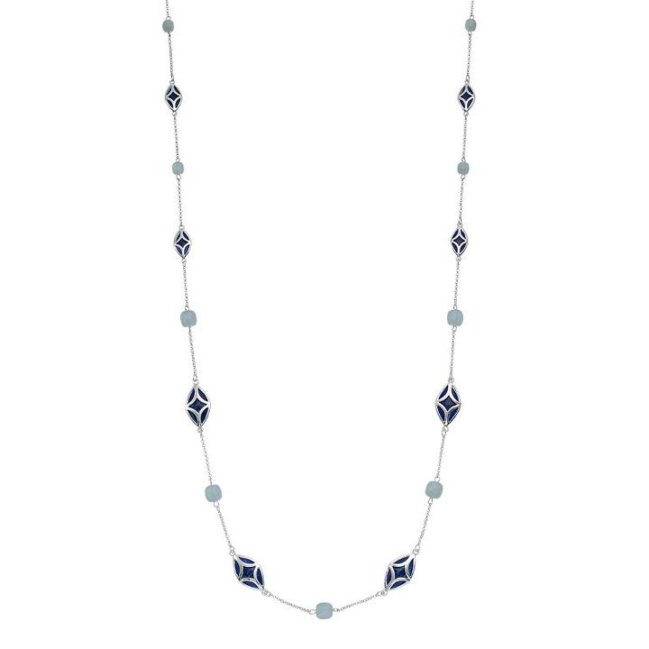 Chaps Blue Beaded Station Necklace, Women's, Light Blue