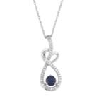 10k White Gold Sapphire & 1/8 Carat T.w. Diamond Heart Drop Pendant, Women's, Size: 18, Blue