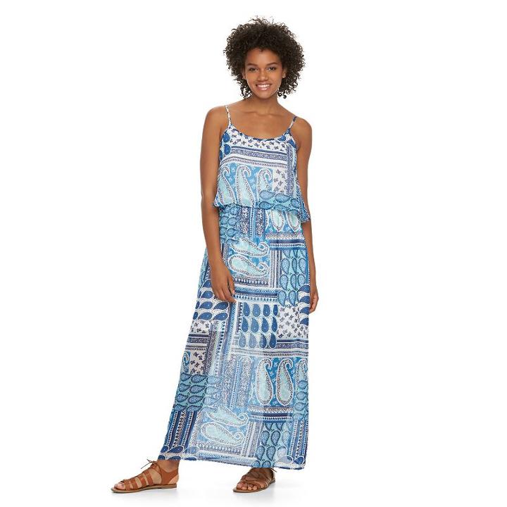 Juniors' Liberty Love Mock-layer Maxi Dress, Girl's, Size: Xs, Blue