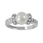 14k White Gold .11-ct. T.w. Diamond And Akoya Cultured Pearl Ring, Women's, Size: 9