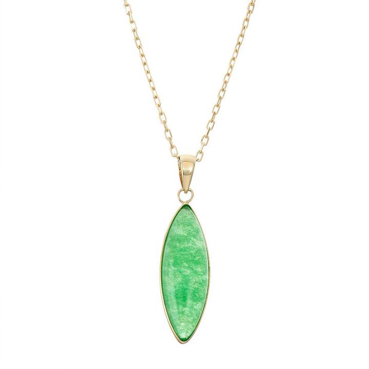 14k Gold Jade Marquise Pendant Necklace, Women's, Size: 18, Green