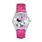 Disney's Minnie Mouse Women's Pink Leather Watch, Size: Medium