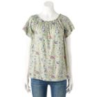 Women's French Laundry Print Smocked Tee, Size: Small, Green Oth