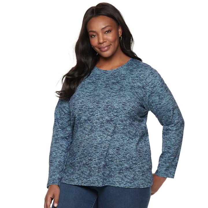 Plus Size Croft & Barrow&reg; Classic Crewneck Tee, Women's, Size: 4xl, Dark Blue