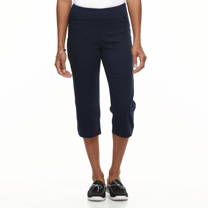 Petite Croft & Barrow&reg; Classic Stretch Twill Capris, Women's, Size: 14 Petite, Blue (navy)