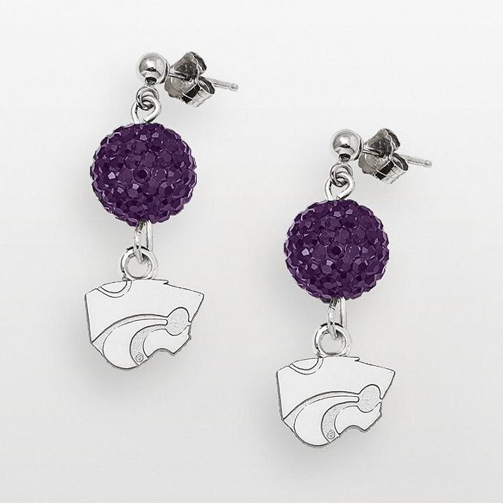 Kansas State Wildcats Sterling Silver Crystal Linear Drop Earrings, Women's, Purple