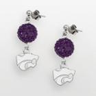 Kansas State Wildcats Sterling Silver Crystal Linear Drop Earrings, Women's, Purple
