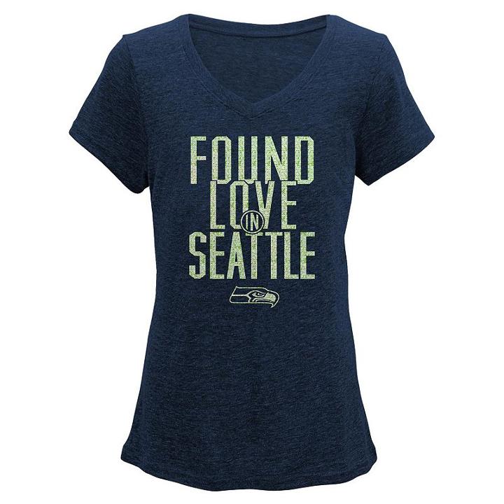Juniors' Seattle Seahawks Found Love Tee, Women's, Size: Medium, Blue (navy)