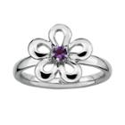 Stacks And Stones Sterling Silver Amethyst Flower Stack Ring, Women's, Size: 8, Grey