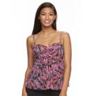 Women's A Shore Fit Tummy Slimmer Mesh Tankini Top, Size: 12, Pink