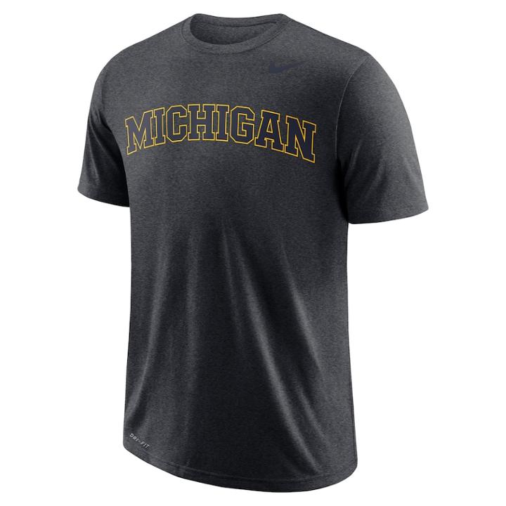 Men's Nike Michigan Wolverines Wordmark Tee, Size: Xxl, Grey (charcoal)