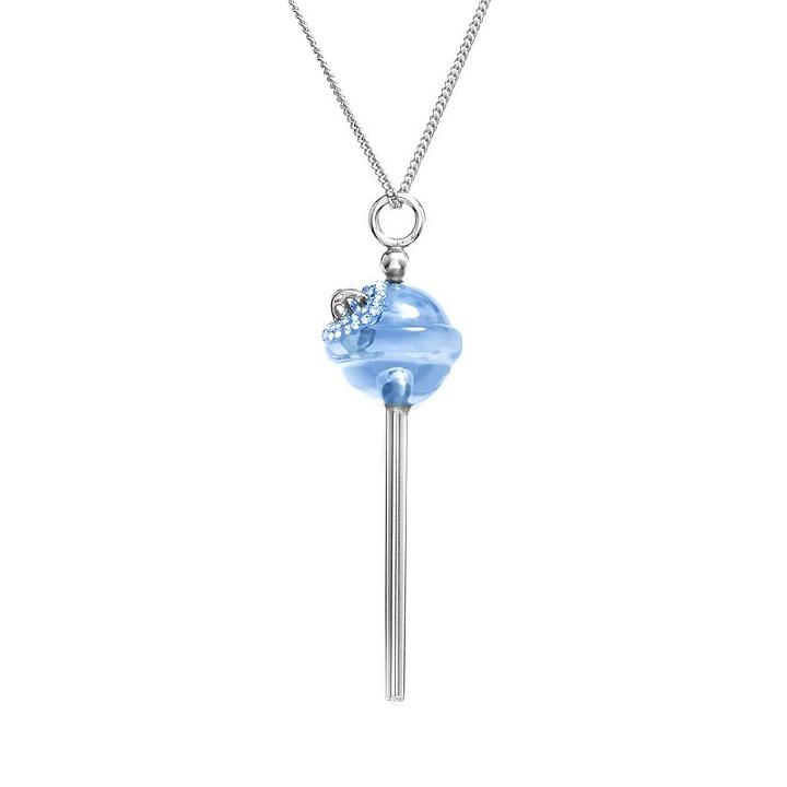 Amore By Simone I. Smith A Sweet Touch Of Hope Platinum Over Silver Crystal Lollipop Pendant, Women's, Size: 18, Blue