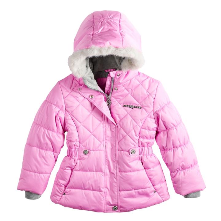 Girls 7-16 Zero Xposure Lexy Faux-fur Trim Heavyweight Puffer Jacket, Size: 6-6x, Pink Ovrfl