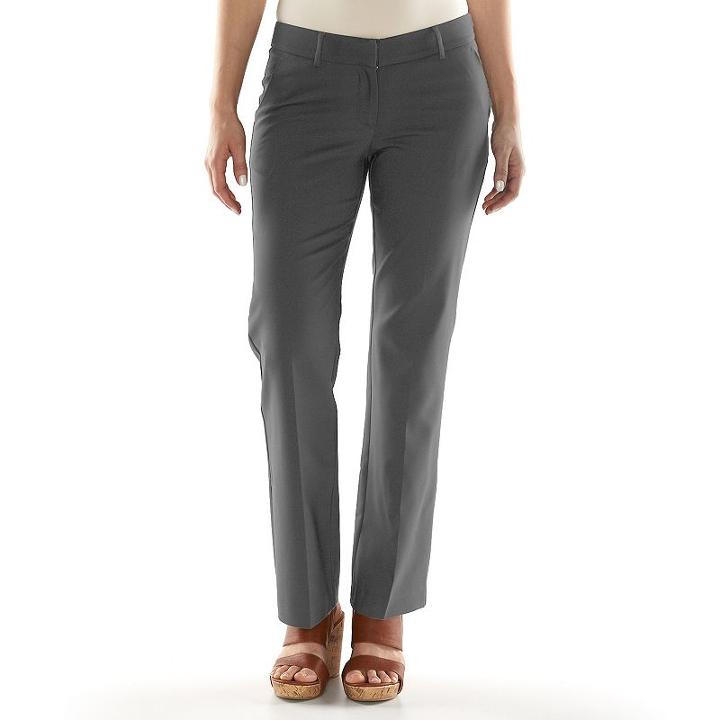 Women's Apt. 9&reg; Torie Modern Fit Straight-leg Dress Pants, Size: 10, Grey (charcoal)