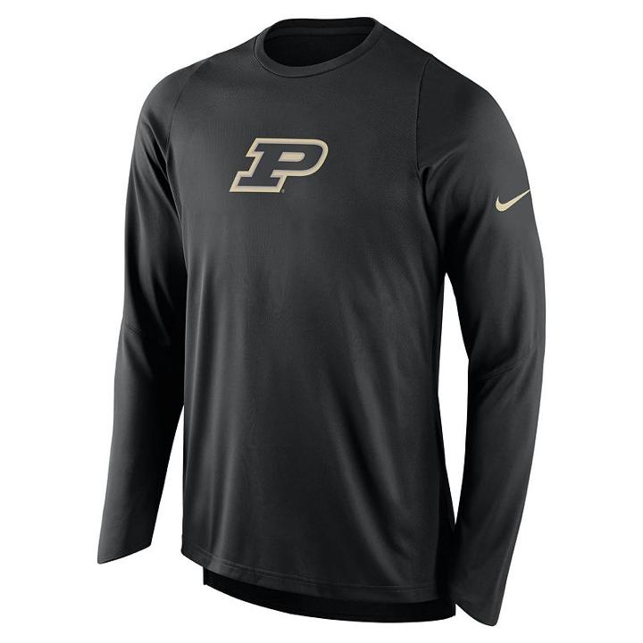 Men's Nike Purdue Boilermakers Elite Shooter Long-sleeve Tee, Size: Xxl, Black