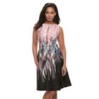 Women's Nina Leonard Feather Print A-line Dress, Size: 14, Multicolor