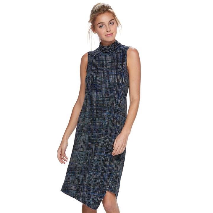 Women's Apt. 9&reg; Asymmetrical Mockneck Shift Dress, Size: Xl, Dark Blue