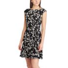 Women's Chaps Floral Faux-wrap Dress, Size: Xl, Black