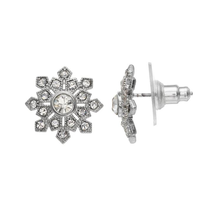 Lc Lauren Conrad Snowflake Nickel Free Button Stud Earrings, Women's, Silver